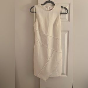 Cinq a Sept Josie ivory asymmetrical mini dress with fringe - size 4